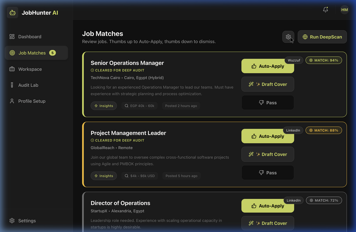 Applydrop preview showing job match review and application actions