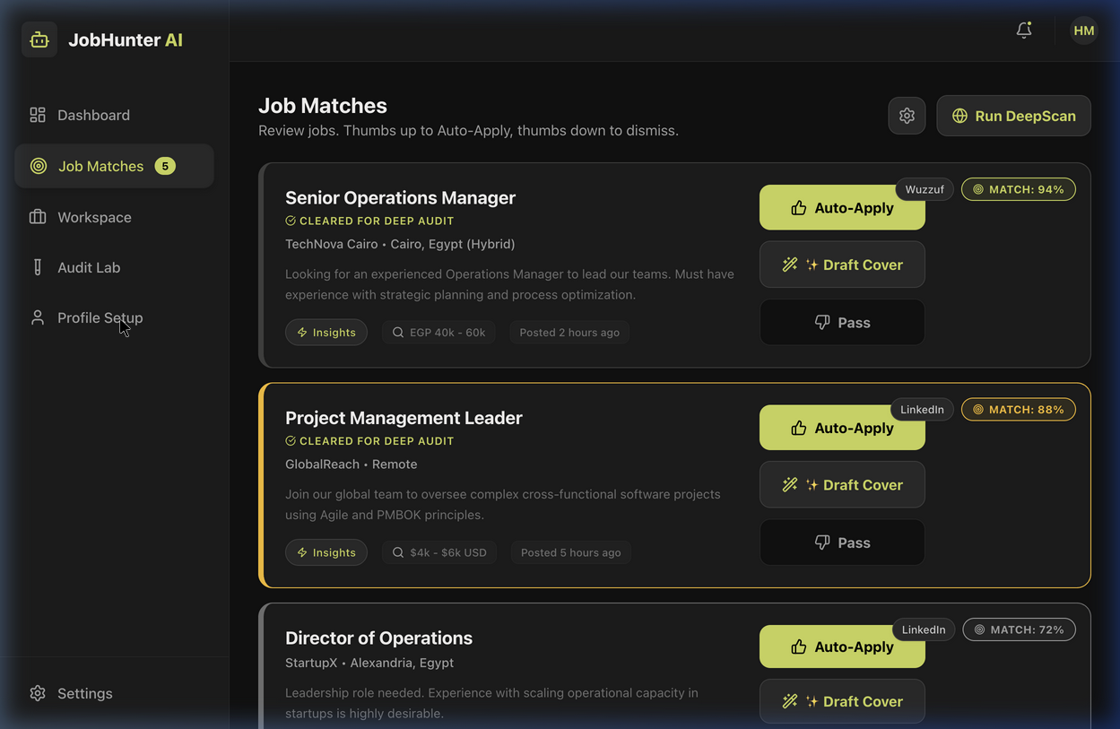 Applydrop preview showing application history and job tracking details